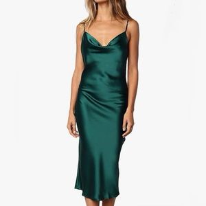 Spaghetti Strap Satin Midi Dress